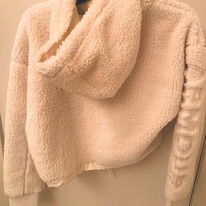 Under Armor, Small, White teddy bear style, crop hoodie (never worn/tags on)